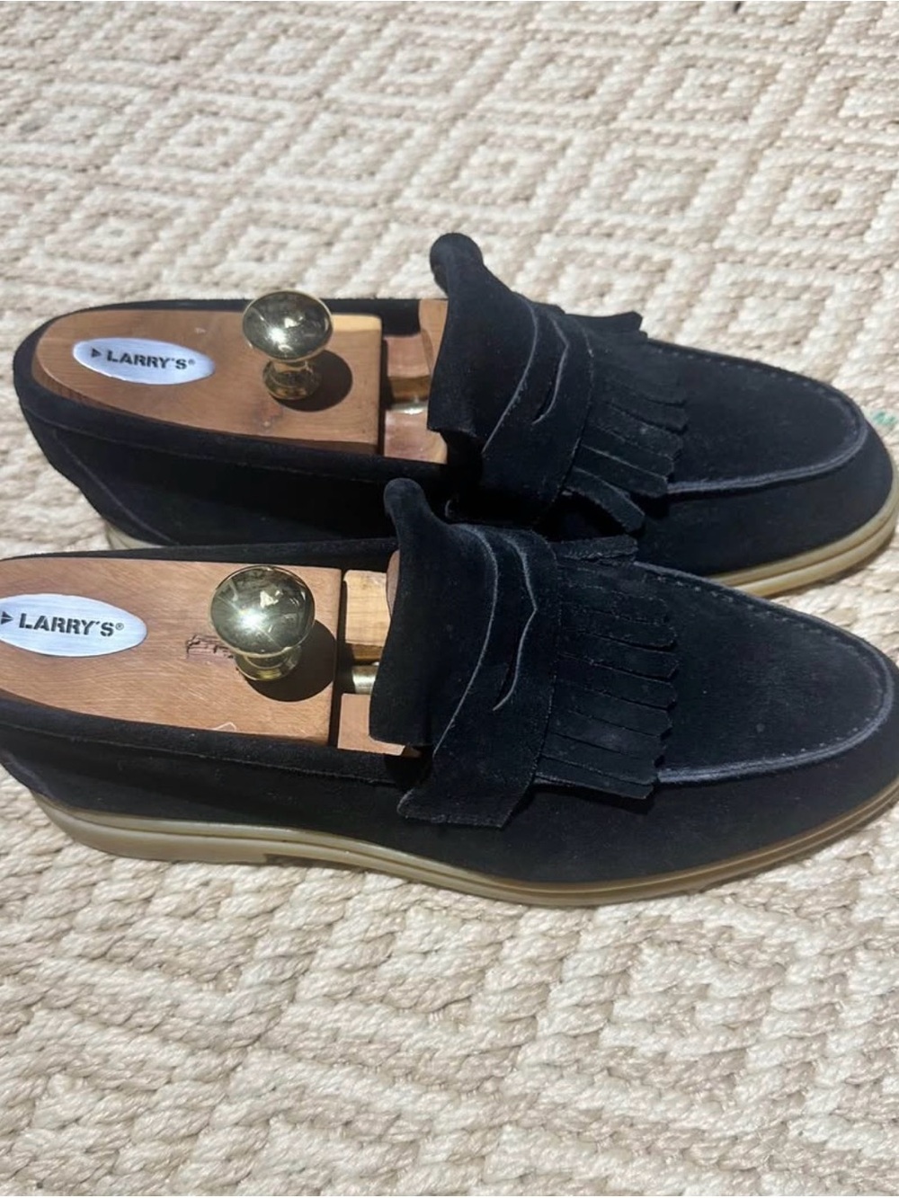 Loro Piana Black Suede Kiltie Loafers